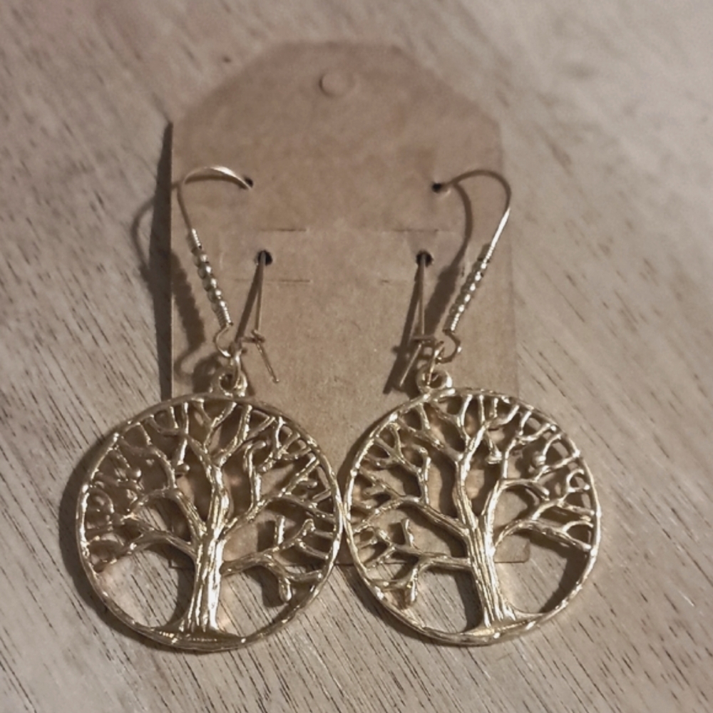 Elegant Gold Tree of Life Earrings